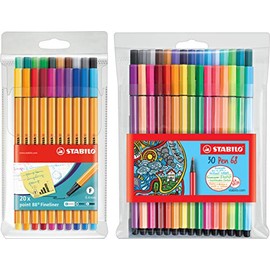 Stabilo Point 88 Fineliner Pack of 20, 20 Fineliner + 30 Filzstifte