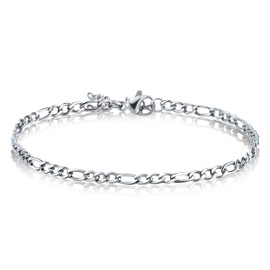 CyxenNova Men's Bracelet Stainless Steel Byzantine Chain Silver Men's Jewellery Gifts for Men, Dad, Boyfriend, Husband, Brother, Sterling Silver