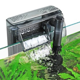 hygger Aquarium HOB Filter 210 GPH for 15-40 Gallon Fish Tank Power Filter with Adjustable Water Flow Extendable Intake Tube External Hang-On Back Filter