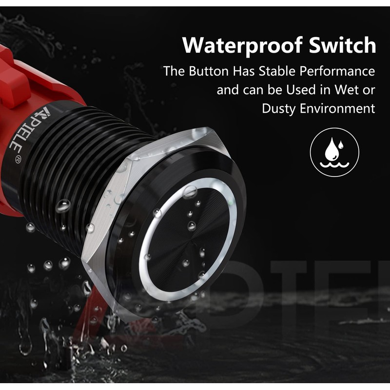 APIELE 10 Amp 16mm Latching Push Button Switch 12V Angel