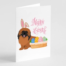 Red Pekingese Easter Greeting Cards and Envelopes Pack of 8