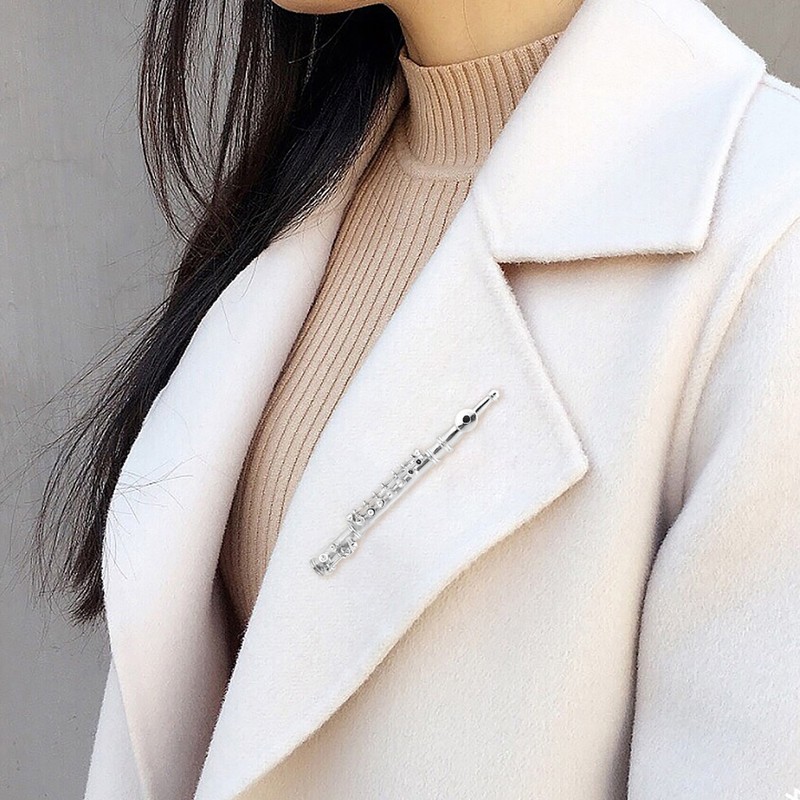 Mini Flute Shaped Musical Instrument Brooch Pin Accessory for Gift