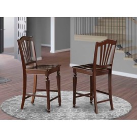 East West Furniture Chelsea Stools with Wood seat, 24" seat Height