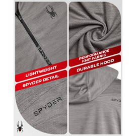 Spyder Mens Sweatshirt - Lightweight Athletic Half Zip Pullover Mens Hoodies - UPF 30+ Dry Fit Long Sleeve Sun Shirts for Men, Size Large, Grey