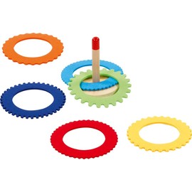 goki 56776 Ring Toss Game with 6 Felt Rings - Great Family Game for Indoor and Outdoor Use - 3 Different Levels of Difficulty - Made of Basswood and Felt - Skill Game