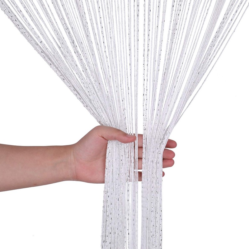 WedDecor White String Curtains Glitter Fringe Panel Fly Screen Room