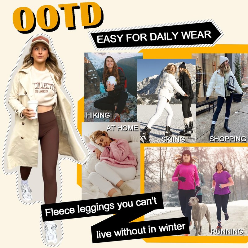 FULLSOFT Fleece Lined Leggings Women High Waisted Tummy Control Workout