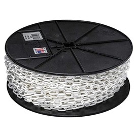 Mr. Chain Plastic Barrier Chain Reel, White, 3/4-Inch Link Diameter, 200-Foot Length (00101)