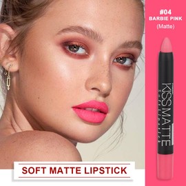 evpct DNM 1Pcs Pink Matte Lipstick and Lip Crayon Liner Pencil Pen Set for Women Lip Stain Long Lasting Waterproof labiales mate magicos 24 horas originales pintalabios permanente 24 horas 04