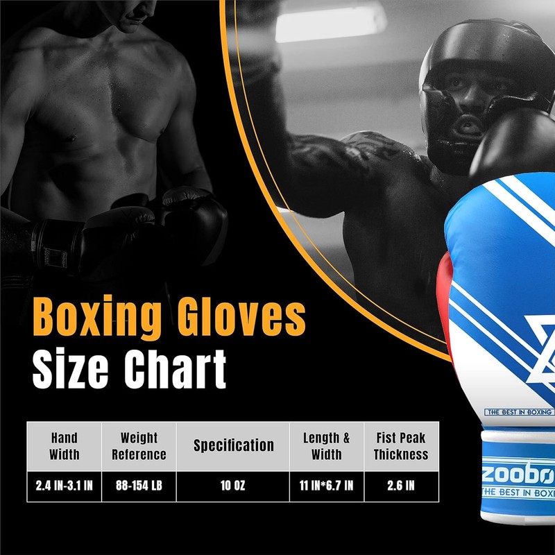 Boxing Training Gloves, 10oz, Shock Absorbing, PU Leather, for Men,