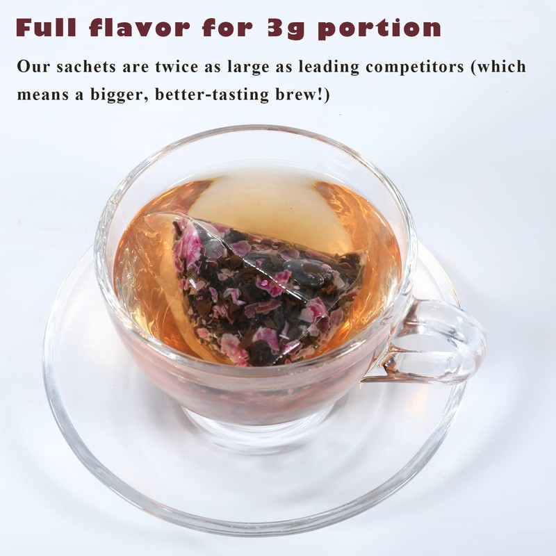 ESSENCESIP Organic Rose Black Tea,loose leaf tea in pyramid tea