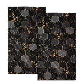 Black Marble Hand Towels Set of 2 Modern Leaf Soft Guest Face Towel Decorative Thin Fingertip Towel for Bathroom Gym Home Gift