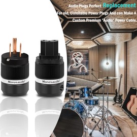 Monosaudio HiFi Power Plug Pure Copper 15A/125V 10A/250V IEC C13/C15 Power Connector Hi-end Audio Power Plug for DIY Audiophile Power Cord HiFi Audio AC Power Cable(Gold Plated)（M101G/F101G）