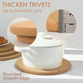 4 Pack Cork Trivets for Hot Dishes, 9.5" High-Density Thick Cork Trivets for Hot Pots and Pans, Heat Resistant Cork Hot Pads for Kitchen, Multifunctional Cork Coasters for Countertop Wooden Table