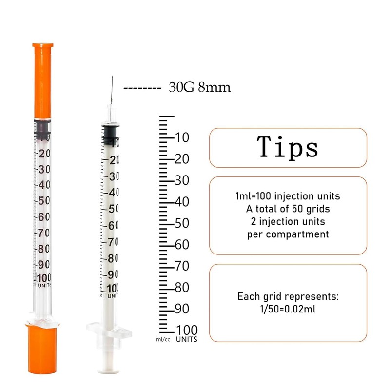 MKUCCD Syringes 30G 1ml/cc 5/16" (8mm) Dispensing Tools，Lab Syringes, Plastic