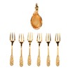6Pcs Coffee Dessert Fork Set Metal Swan Base Holder Dessert