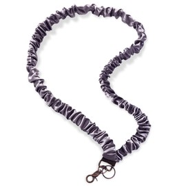 Geyoga Scrunchie Lanyards for ID Card and Keys Scrunchy Cute Neck Keychain With Clip Closure Stretchy Lanyards For Teacher(Gray Purple)