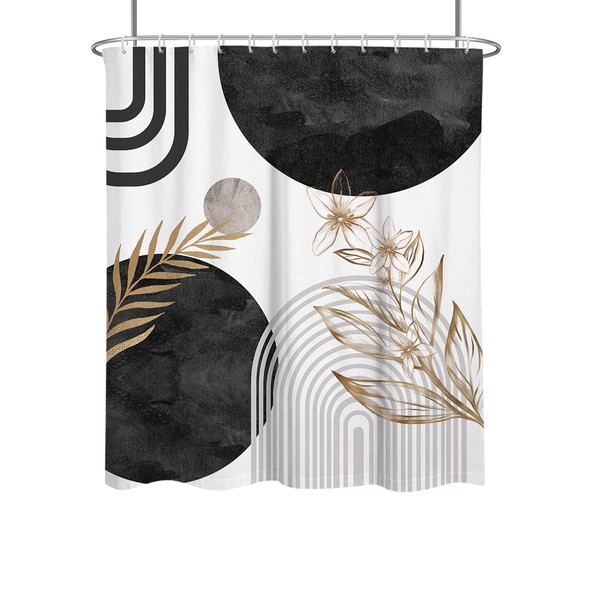 RTFEVG Black and White Shower Curtain Gold Abstract Morden Boho