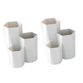 ABOOFAN 2 Pcs Plastic Storage Canister Brush Holder Stackable Storage Box Makeup Brush Holder Beauty Storage Grey