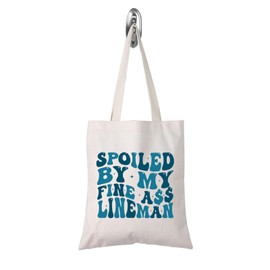 TSOTMO Lineman Wife Gift Journeyman Lineman Wife Gift Spoiled By My Fine Ass Lineman Canvas Tote Bag (Ass Lineman tote CA)