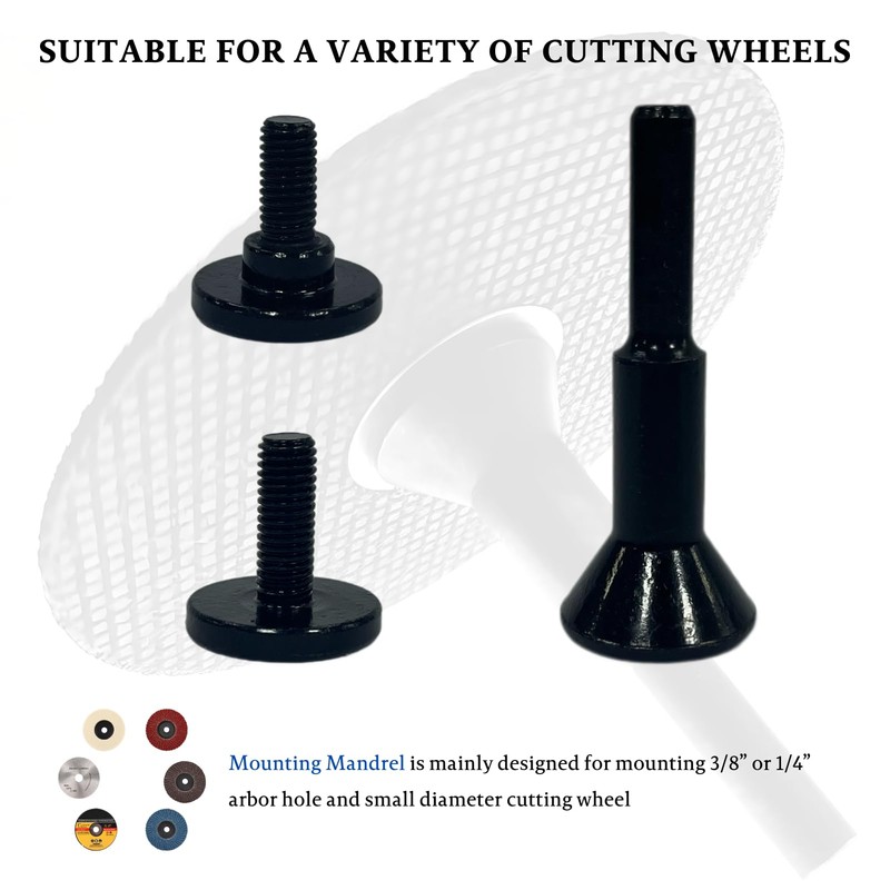 Mounting Mandrel for Cut-Off Wheels W/3/8 Arbor Hole, 1/4" Stem,