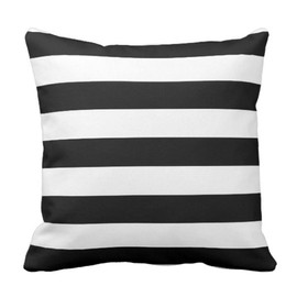 Emvency Throw Pillow Cover Horizontal Black and White Stripe Wide Decorative Pillow Case Home Decor Square 20 x 20 Inch Pillowcase