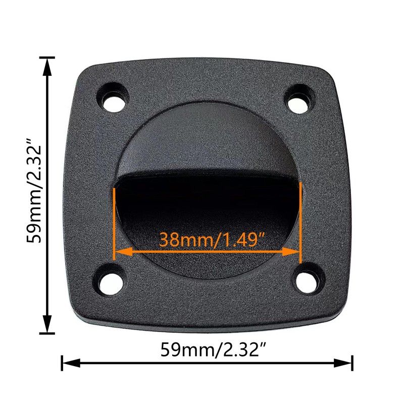 LEQMG Black Nylon Flush Pull Recessed Sliding Door Handle Square