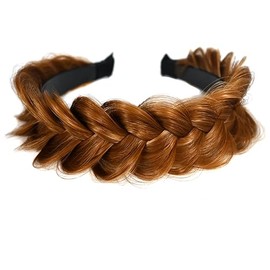 TOECWEGR Hairband Braided Hairpiece Messy Wide 2 Strands Fluffy Braids Wig with Tooth Women Headband Hair Bands