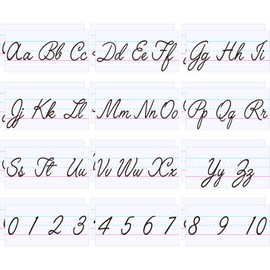 Mooliwe 24 Pcs Cursive Alphabet Classroom Wall 11.8 X 6.3 inches Strip Number Border Posters Number Bulletin Strips ABC and Numbers 0 to 10 Border