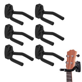Cerioll Pack of 6 Wall Ukulele Wall Mounts, Guitar Holder Wall Mount, Black Guitar Stand Wall Mount, Universal Guitar Hook, Wall Mount for Guitar, Guitar Wall Mount with Screws