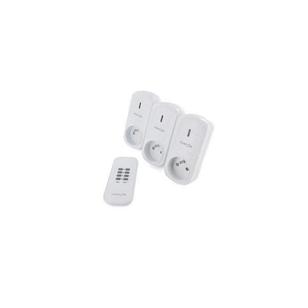Chacon Set of 3 Remote Control On/Off Sockets + Remote