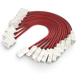 HitLights LED Light Strip Connector, 8mm Single Color 3528 - 6 Inch Any Angle Strip to Strip, 12 Pack