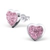 ICYROSE 925 Sterling Silver Pink Crystals Heart Stud Earrings (Nickel