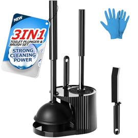 FORASTO 3 in 1 Toilet Brush and Plunger Set,Toilet Bowl Brush Plunger Set,Toilet Brush Plunger Combo,Cleaning Brush,Cleaning Supplies, Crevice Cleaning Brush, Bathroom Cleaning Tools