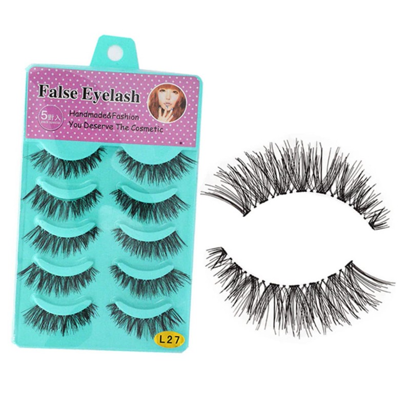 Minkissy 5pairs Long False Eyelashes Handmade Eyelash Clusters for Mascara