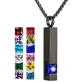 Urn Necklaces for Ashes Birthstone Cube Urns for Human Ashes Memorial Cremation Urn Locket Keepsake Ashes Jewelry (September)