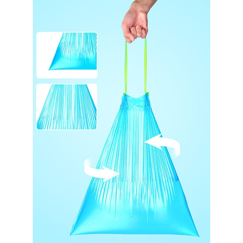 100pcs Small Tear-Free Drawstring Trash Bags 1.1 Mil Thick 4
