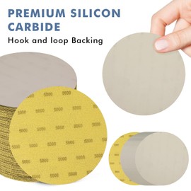 6 Inch 5000 Grit Sanding Disc, GOH DODD 25 Pieces Wet Dry Sandpaper Hook and Loop Sanding Pads Silicon Carbide Sand Paper for Random Orbital Sander Auto Metal Glass Resin Wood Polishing Sanding