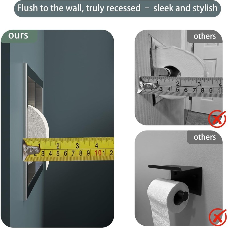 304 Stainless Steel Recessed in Wall Toilet Paper Holder