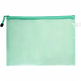 Boxonly B5 Plastic Wallets Zip Lock Bags Mesh Document Wallet Document Folders Plastic Pockets Zipper File Wallet for School Office Homework Travel Storage Bags Green