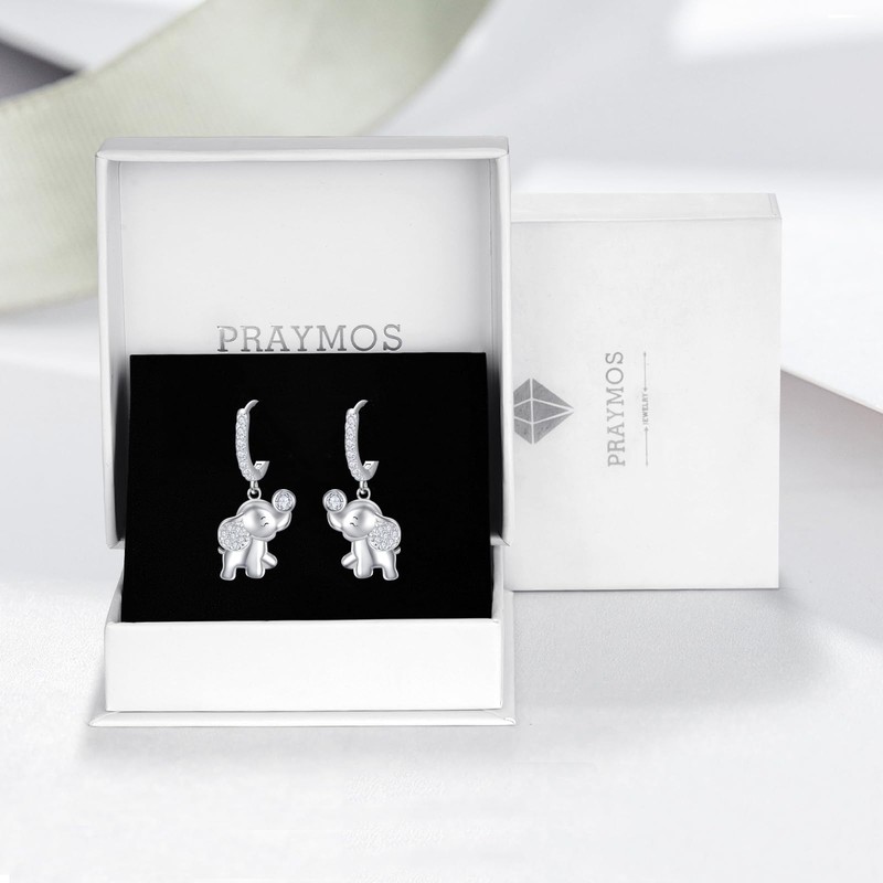 Hypoallergenic Elephant Hoop Earrings for Women 925 Sterling Silver Animal