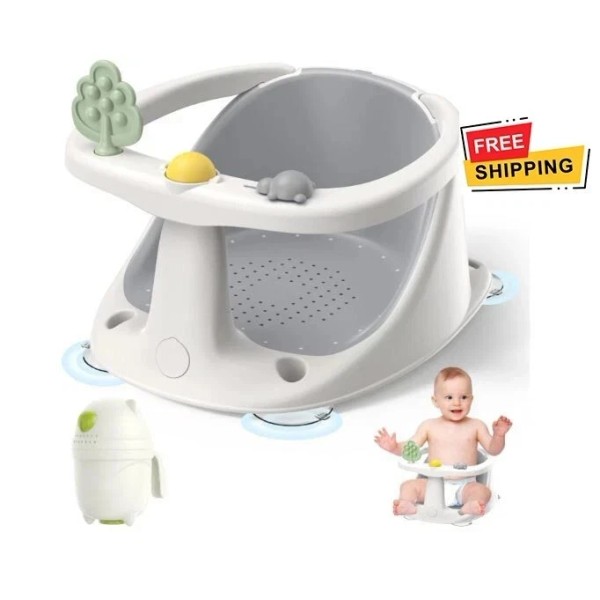 Coldew 1.8lbs Gray Baby Bath Seat Non-Slip Suction Cups &