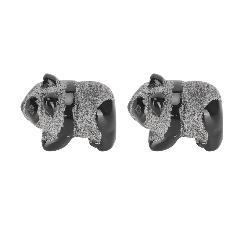 2pcs Panda Statue Obsidian Frosted Cute Mini Ingenious Handcrafted Panda