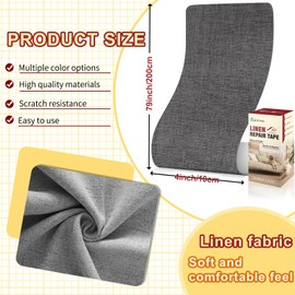 Linen Repair Tape 4x79 inch, Self Adhesive Fabric Patches, Linen Patch Tape Kit, Fabric Repair Tape for Couch Sofas, Headboards, Chairs, Pillows, Curtains, Couches - Light Brown