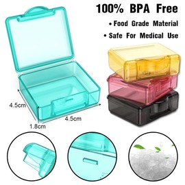 IBXWMNG 4 mini pill boxes for on the go, organiser box for small pills and vitamins, portable travel pill box, pill box for on the go (black, pink, orange, green)