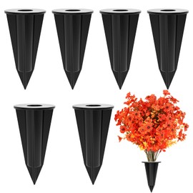Artificial Flowers Holder for Outdoors and Indoor, 6 PCS Floral Ground Spike for Door Yard Porch Patio Garden Window Box Office Table Kitchen Home Planter Pot Vase Flowerpot Decorations (Black)