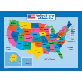 USA Map for Kids - LAMINATED - United States Wall Chart Map (18 x 24)