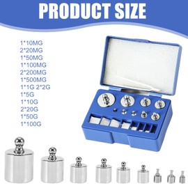 Calibration Weight, 17 Pieces Precision Calibration Weights, Stainless Steel Calibration Weights Set, Calibration Weight Set for Digital Jewellery Scales Laboratory, 1g 2g 5g 10g 20g Calibration Gram