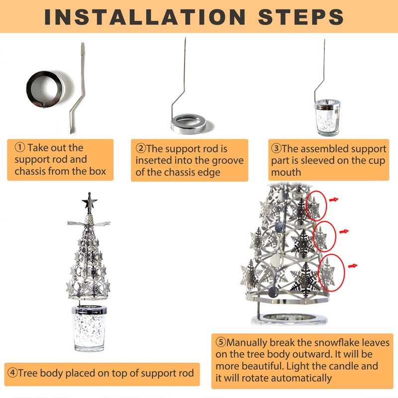 Rotating Silver Metal Tree Candle Holder - Spinning Tea Lights
