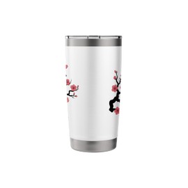 Sakura Flowers Spring Cherry Blossoms Japanese Kanji Print Stainless Steel Insulated Tumbler